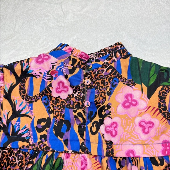 Alden Adair Pink and Orange Floral Puff Sleeve Blouse - Picture 3 of 4